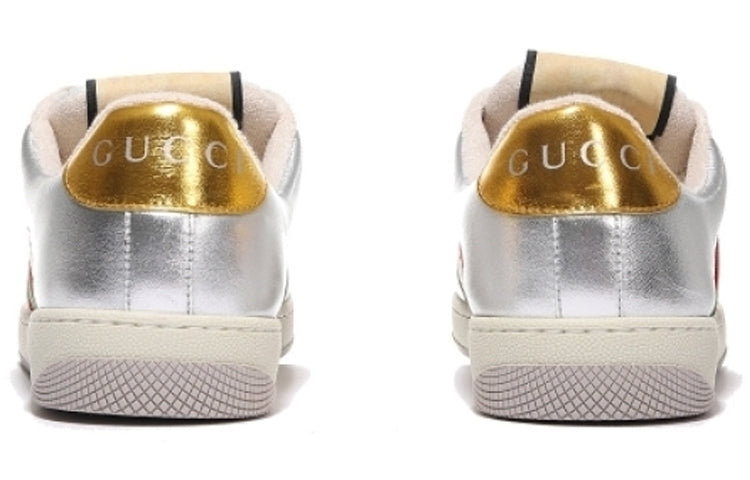 (WMNS) Gucci Screener Metallic Calfskin Web 'Silver Gold' 701103-AACEG-8143