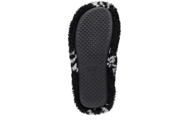 Balenciaga Furry Slides 'Allover Logo - Black' 699675W2B411090