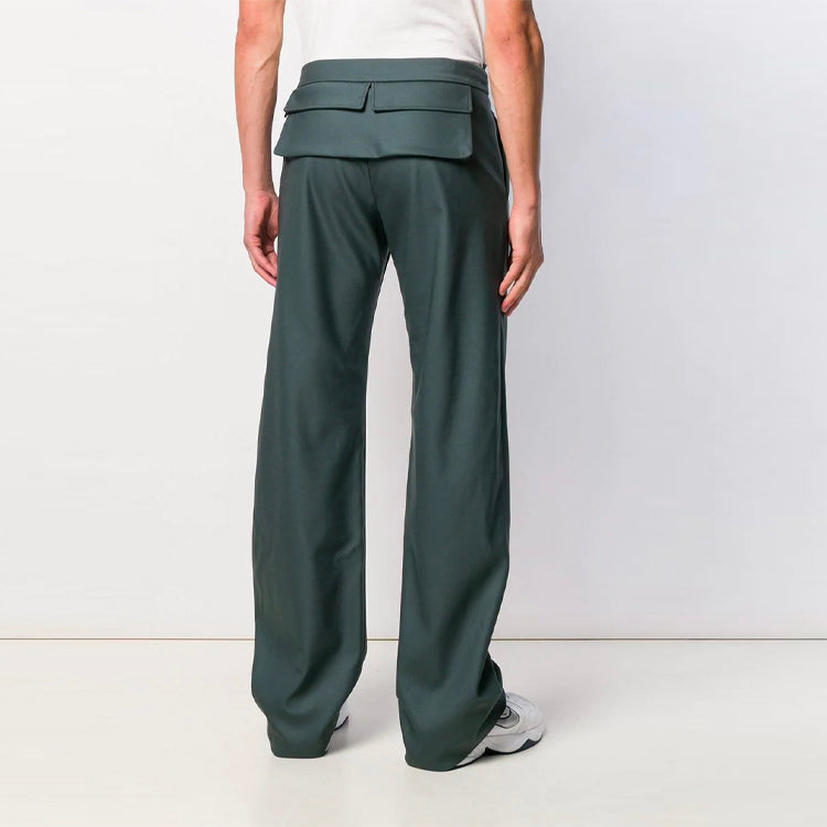 Men's Off-White Rear Suit Long Pants/Trousers Loose Fit Dark Green OMCA099E19E130020800