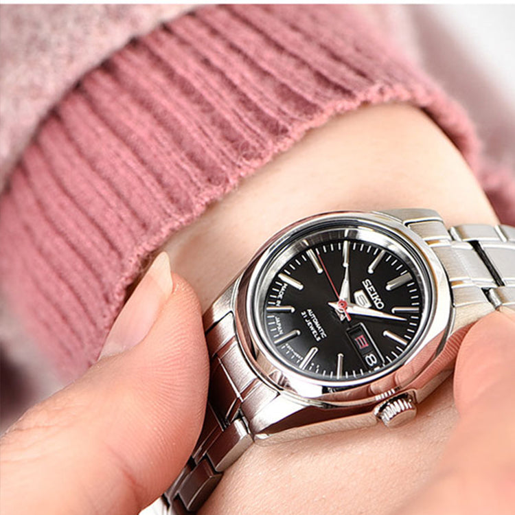 SEIKO Unisex Mechanical Black/Silver SNKL45J1+SYMK17J1