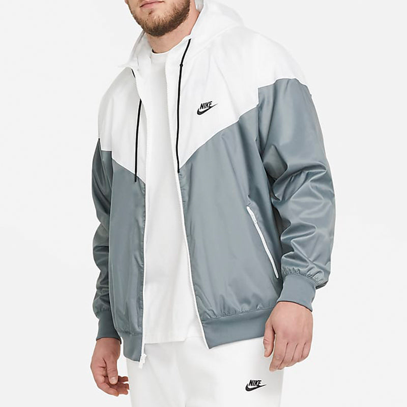 Nike Sport Zipper Hoodie Wind-Proof Jacket Men's GreyWhite DA0001-084