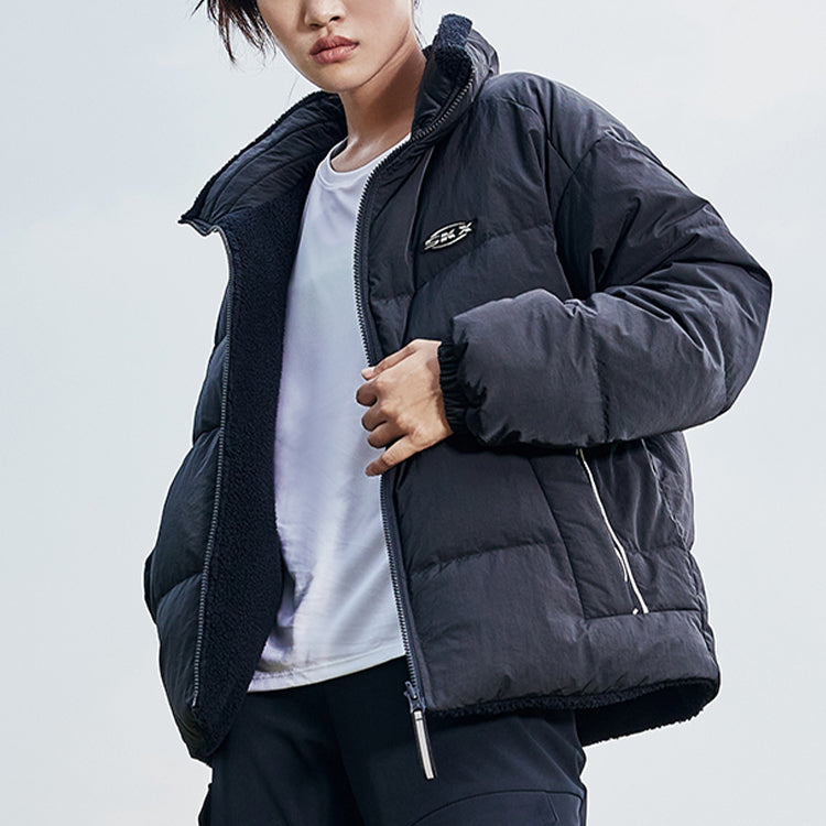(WMNS) Skechers SKX Reversible Down Jacket 'Black Grey Purple' P421W003