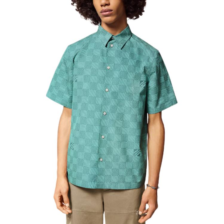 LOUIS VUITTON Printed Cotton Shirt 'Teal' 1AFQXX