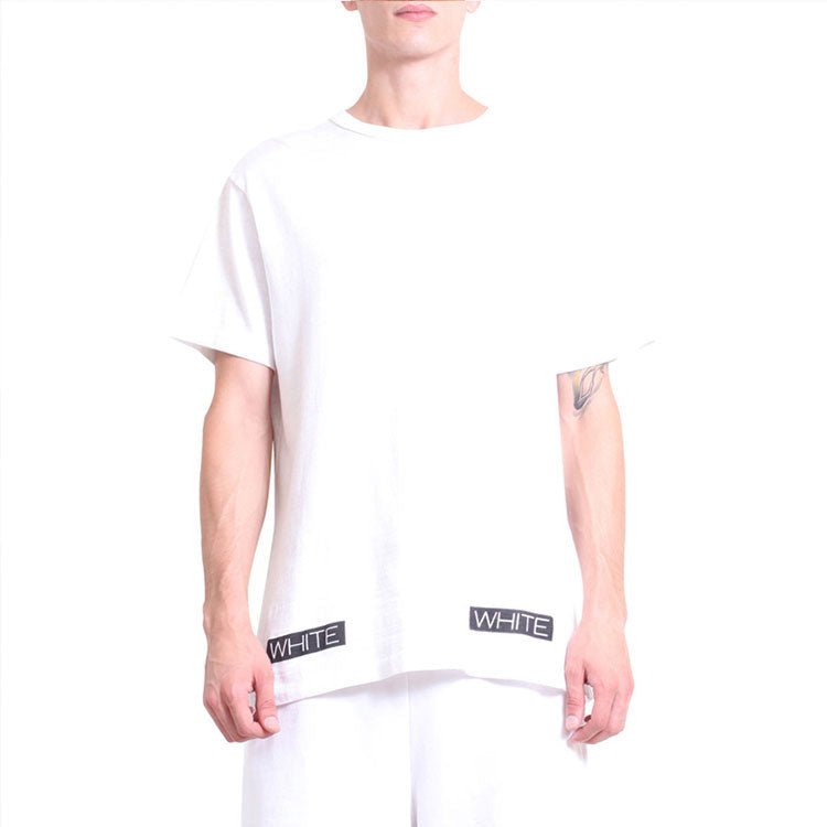 Off-White Stripe Logo Printing Short Sleeve Ordinary Version White OMAA002G20JER0100119