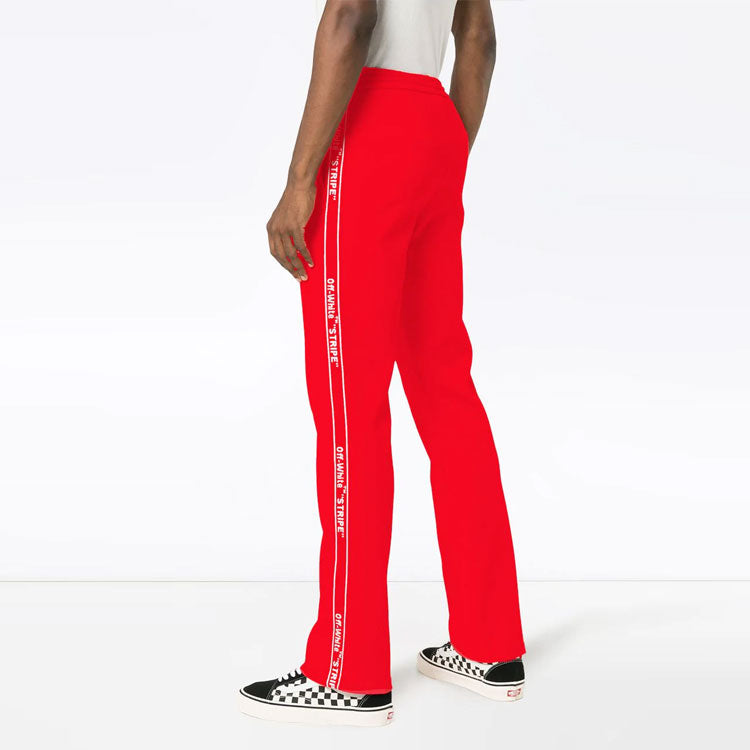 Men's Off-White Logo Loose Fit Red Sports Pants/Trousers/Joggers OMCA072F188200042000