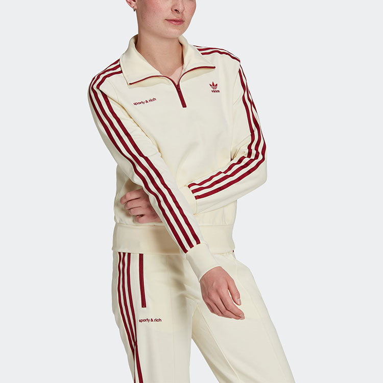 (WMNS) adidas x Sporty & Rich Half-Zip Track Jackets 'White' IB2157