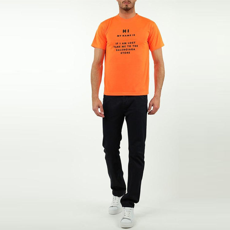 Balenciaga 'Hi My Name Is' T-Shirt 'Orange' 661705TKVK47513