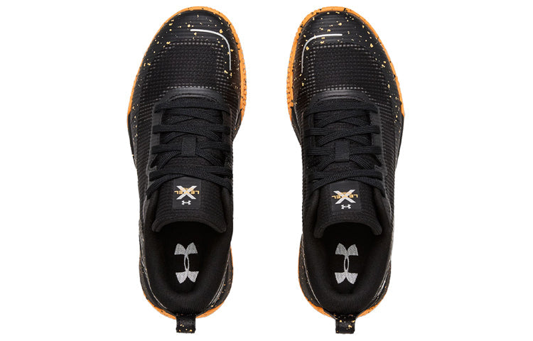 (GS) Under Armour X Level Mainshock Splatter Sneakers Black/Orange 3022523-001