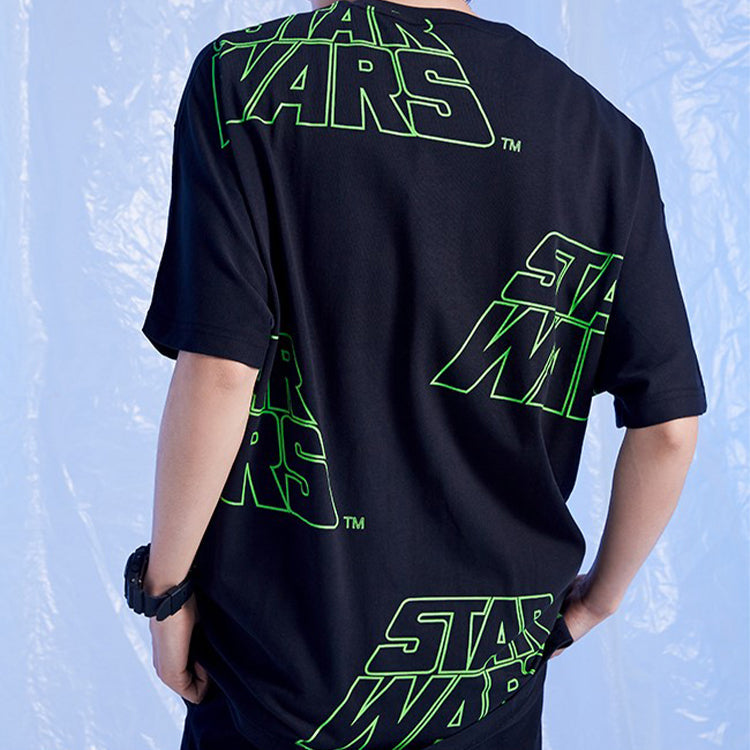 Li-Ning Star War Alphabet Printing Loose Short Sleeve 'Black' AHSQ265-1