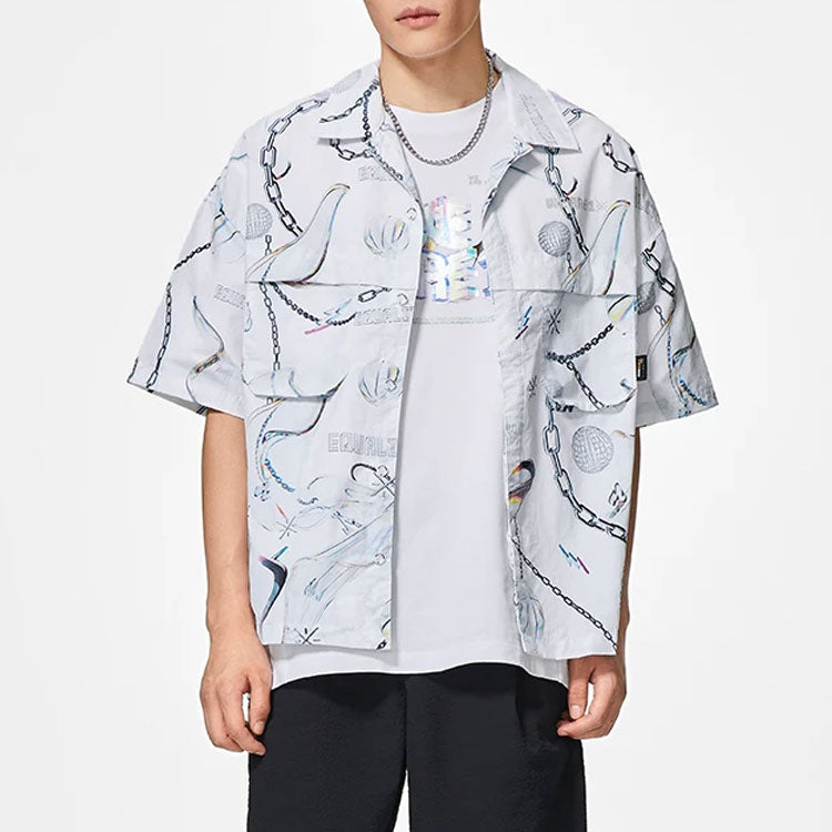 Li-Ning x Glare Way Of Wade Full Version Logo Shirt 'White Grey' ASHS445-1