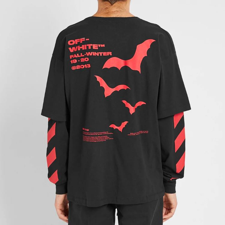 Off-White Diagonal Bats Double Sleeve For Men Black OMAB022E191850071020