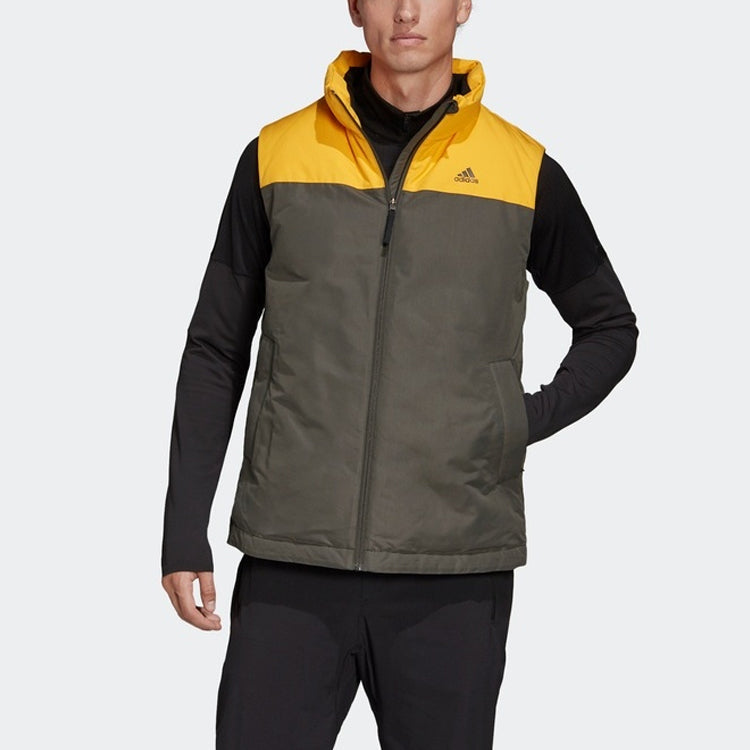 adidas Down Vest CB Outdoor protection against cold Stay Warm Stand Collar Brown FS0034