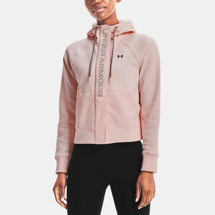 (WMNS) Under Armour Rival Fleece Full Zip Jacket 'Light Pink' 1365845-685