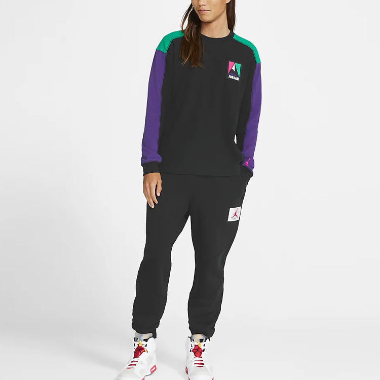 Air Jordan Winter Utility Colorblock logo Casual Round Neck Black CT3382-010