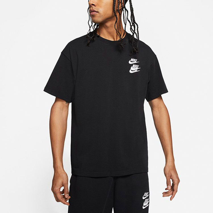 Nike Sportswear Around the world Subject Embroidered Logo ribbed Round Neck Short Sleeve Black DR1210-010