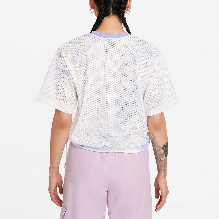 (WMNS) Nike Sportswear Icon Clash Tie Dye Printing Mesh Breathable Round Neck Short Sleeve Light Purple T-Shirt CZ9325-569