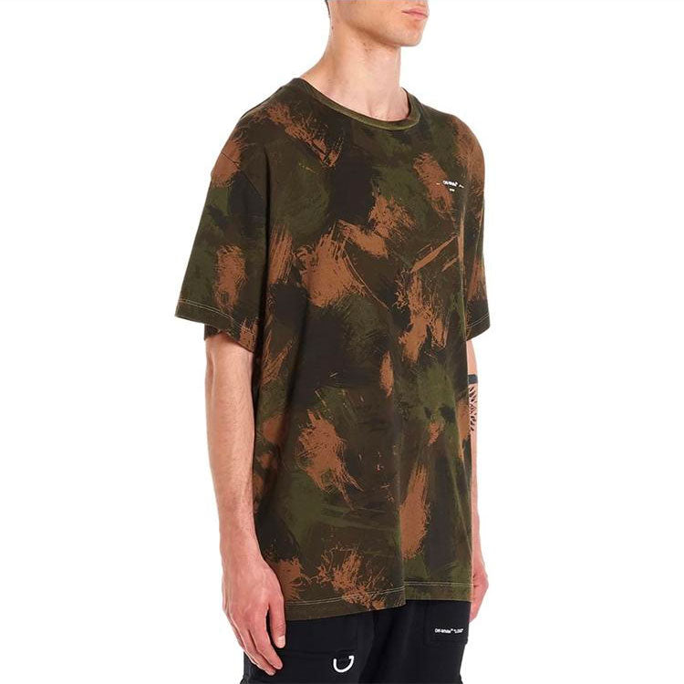 Off-White Paintbrush Short-Sleeve Camouflage Oversize Round Neck OMAA038E191850189901