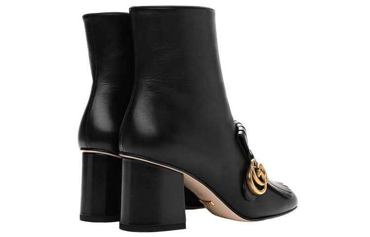 (WMNS) Gucci Marmont GG Suede Ankle Boots 'Black Leather' 408210-C9D00-1000
