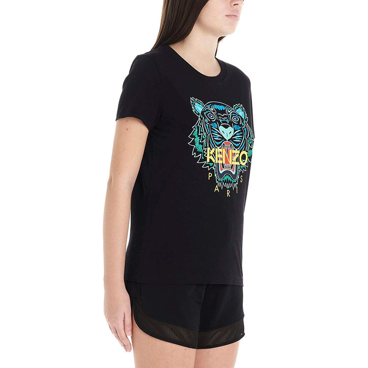 KENZO SS20 Tiger Head Printing Short Sleeve Black FA5-2TS721-4YB-99