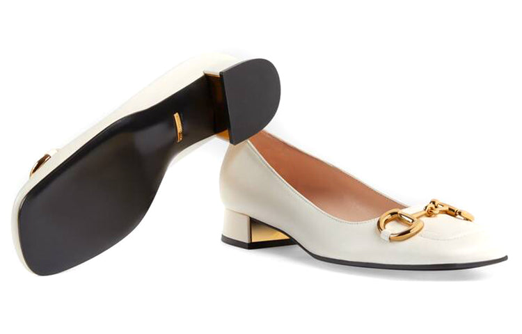 (WMNS) Gucci Ballet Flat with Horsebit 'White Leather' 645600-C9D00-9022