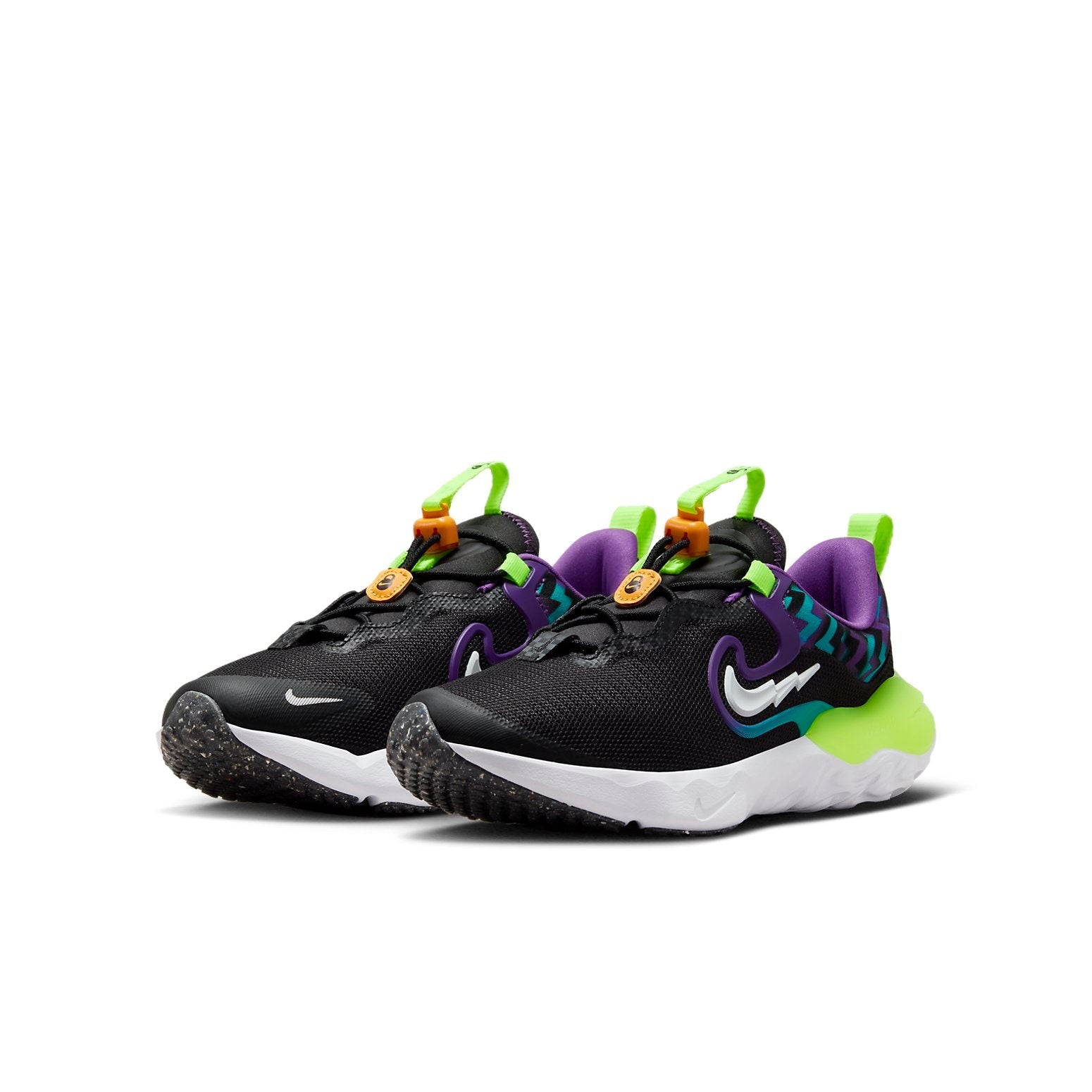 (GS) Nike Run Flow Easy On/Off Shoes 'Black Teal Nebula Volt' DZ4490-001