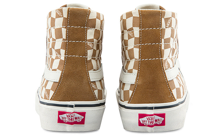 Vans SK8-Hi High Top Casual Skate Shoes Unisex Brown White Grid VN0A4BX7TBN
