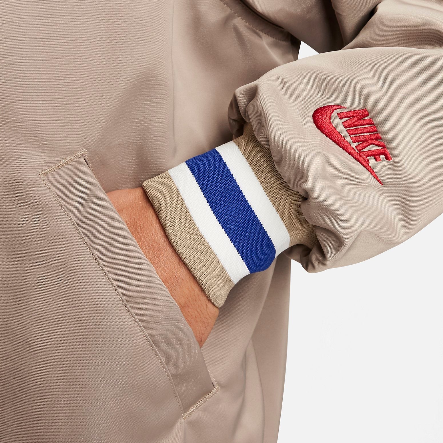 Nike Dugout Loose Satin Jacket Asia Sizing 'Khaki Sail' FQ7970-247