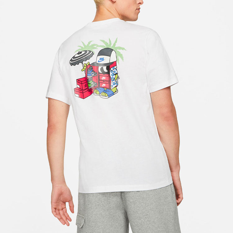 Nike Sportswear Shoe Cartoon Printing Sports Round Neck Short Sleeve White DD1261-100