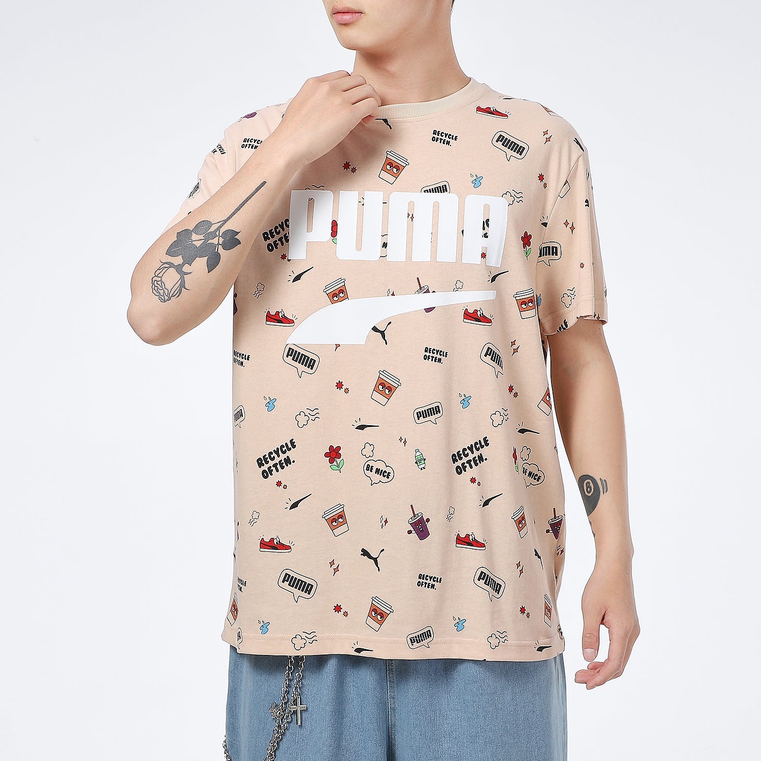 PUMA Awareness Aop Tee Sports Alphabet Printing Short Sleeve 532033-68