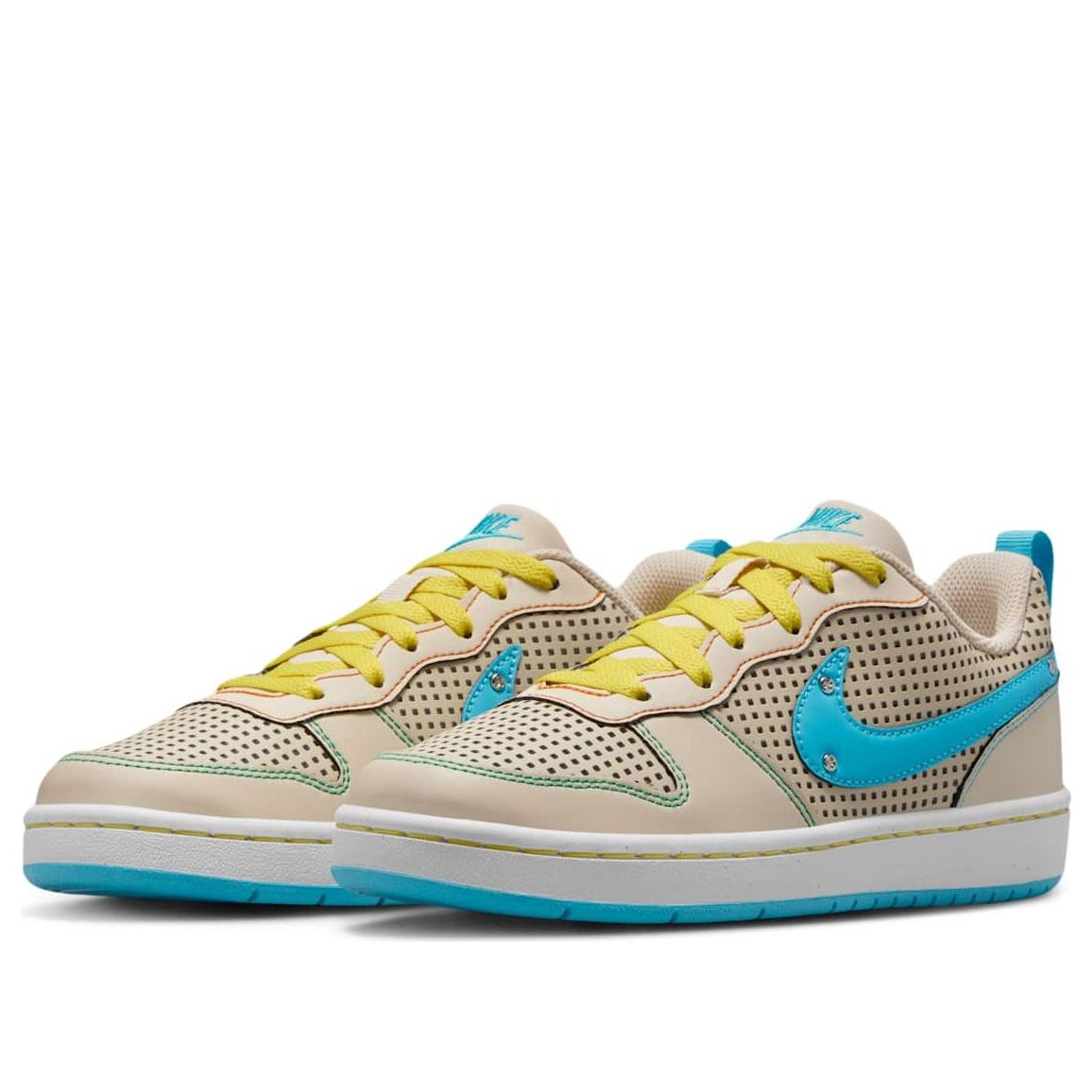 (GS) Nike Court Borough Low Recraft 'Sanddrift Phantom Opti Yellow Baltic Blue' IB7726-126