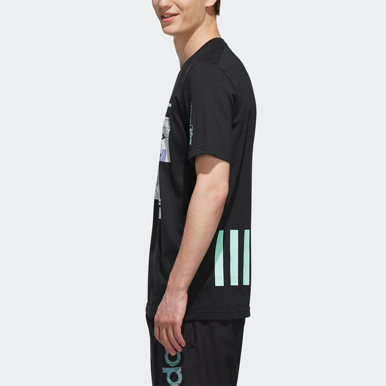 adidas neo M Mcky&mnn T2 Casual Sports Mickey Mouse Printing Round Neck Short Sleeve Black EI4538