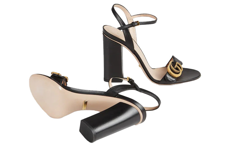 (WMNS) Gucci Sandal With Double G 'Black Leather' 453378-A3N00-1000