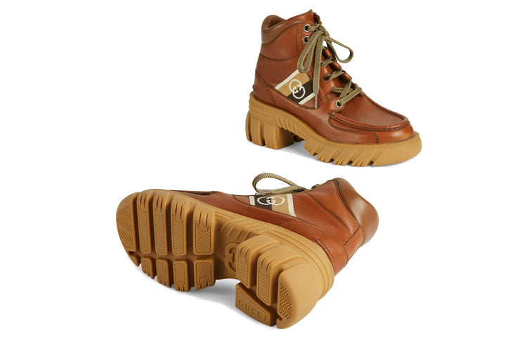 (WMNS) Gucci Interlocking G Ankle Boots 'Brown' 663594-DTNE0-2560