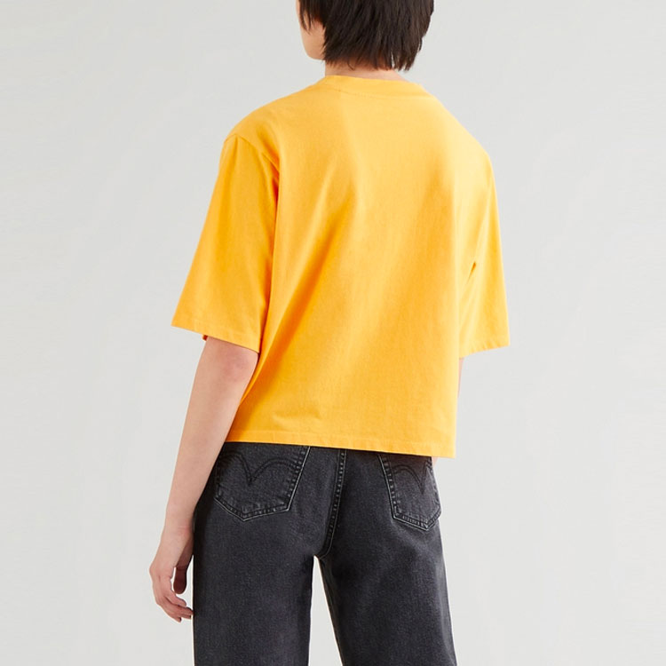 Levis Round Neck Pure Cotton Logo Loose Short Sleeve Yellow T-Shirt 18392-0004