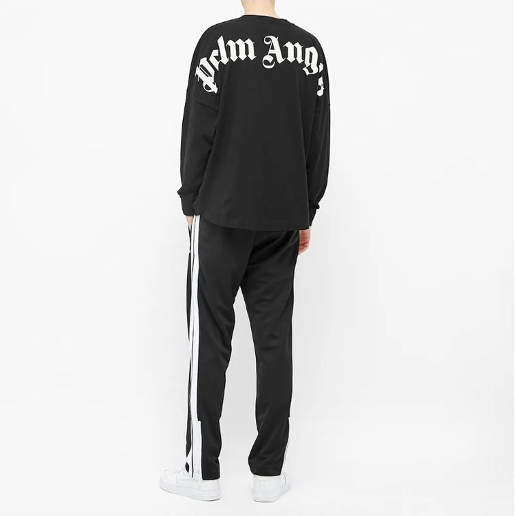 Men's PALM ANGELS Back Large Logo Printing Long Sleeves Black PMAB001R204130031001