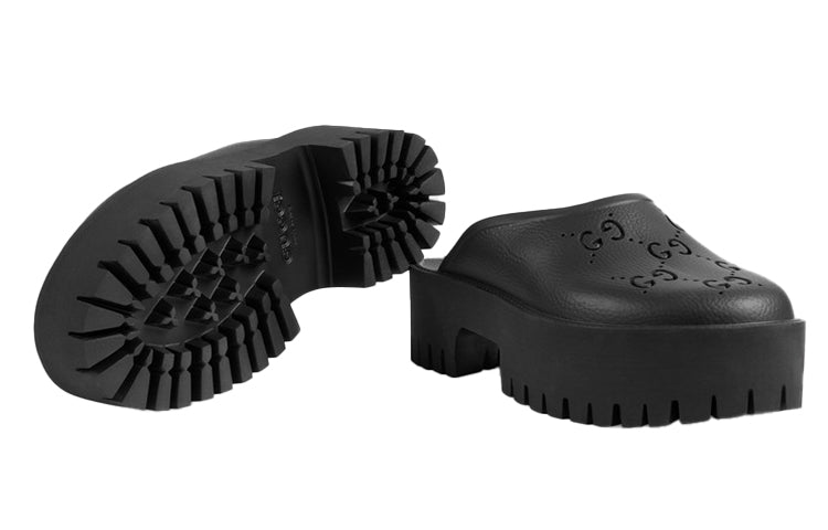 (WMNS) Gucci Platform Perforated G Sandal 'Black Rubber' 663577-JFB00-1000