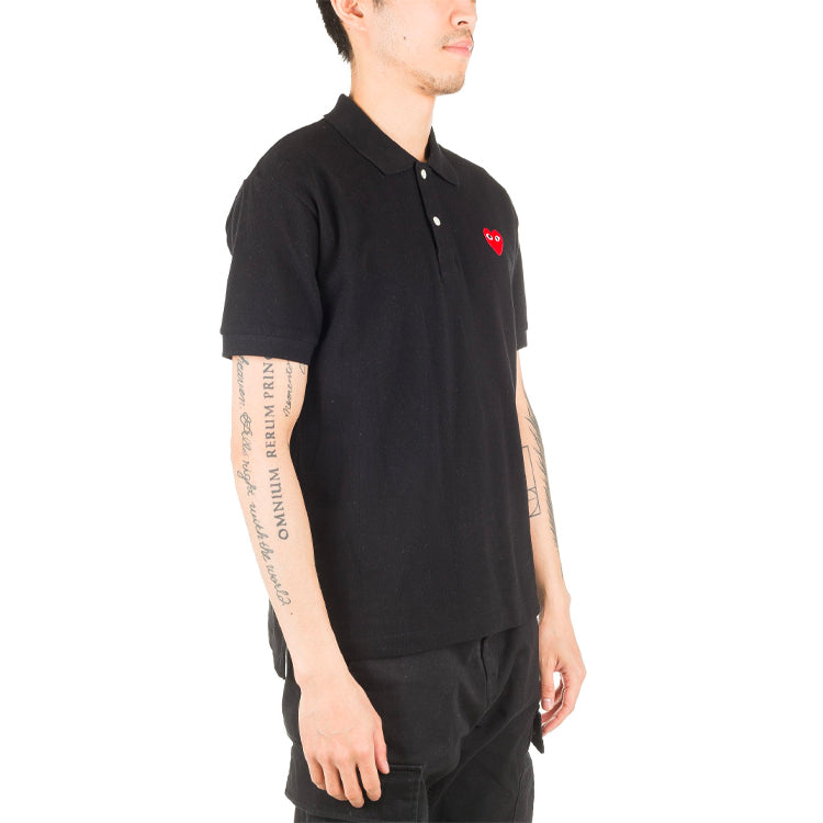 COMME des GARCONS PLAY Polo Red Emblem 'Black' AZ-T006-051-1