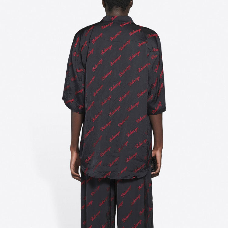 Balenciaga Minimal Short Sleeve Shirt 'Black Red' 658841TKO521076