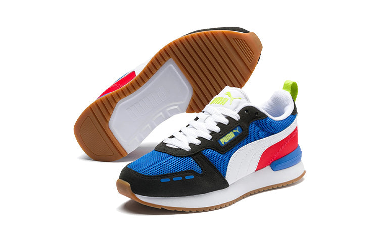 (GS) PUMA R78 Low Top Running Shoes Black/White/Blue 373616-03