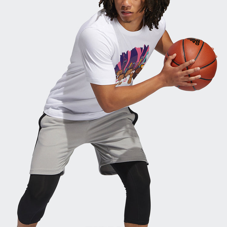 adidas Shanghai Tee Cartoon Printing Basketball Sports Short Sleeve White GL4426