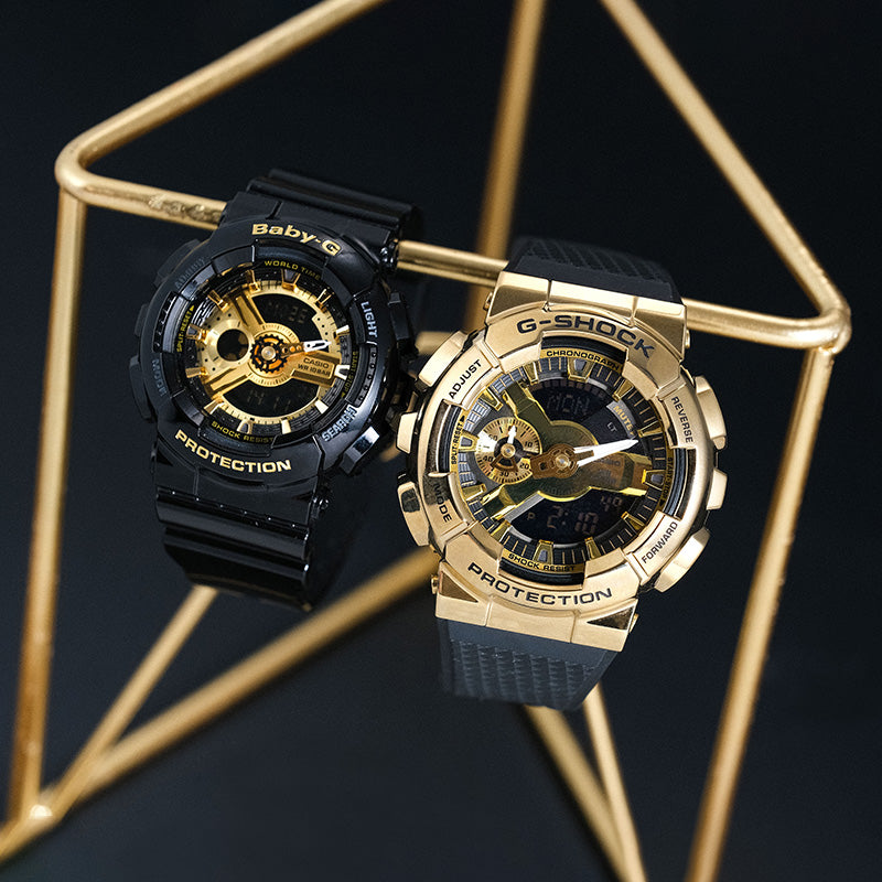CASIO G-Shock Analog-Digital 'Black Gold' GM-110G-1A9PR&BA-110-1APR