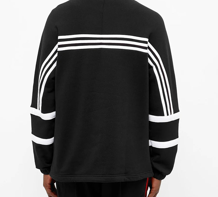 adidas originals Retro Stripe Sports Round Neck Pullover Black FM1588