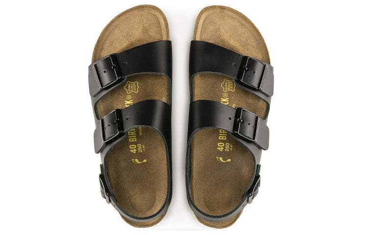 Birkenstock Milano Series Cowhide Sandals Black Version Unisex 34191