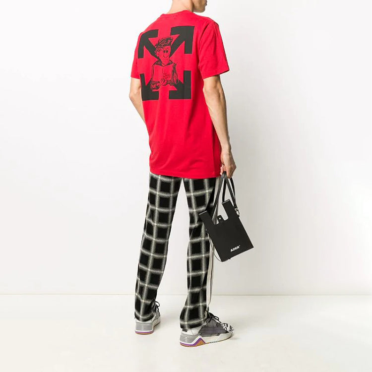 Off-White Logo Embroidered Short Sleeve Red OMAA027F20FAB0082510