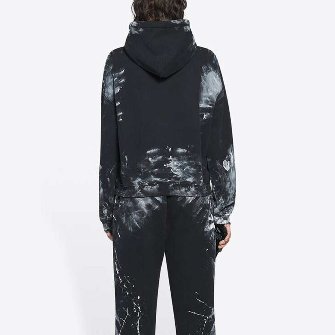 (WMNS) Balenciaga Printing Fleece Hoodie Black 662531TKVG21070