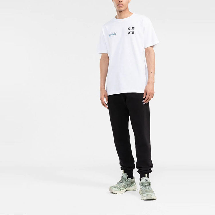 Men's Off-White SS22 Chest Classic Arrow Alphabet Printing Short Sleeve White T-Shirt OMAA027S22JER0150110