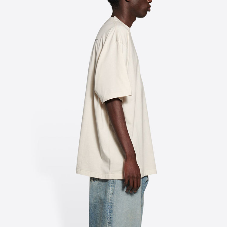 Men's Balenciaga FW21 Alphabet Printing Short Sleeve Beige 651795TJV909054