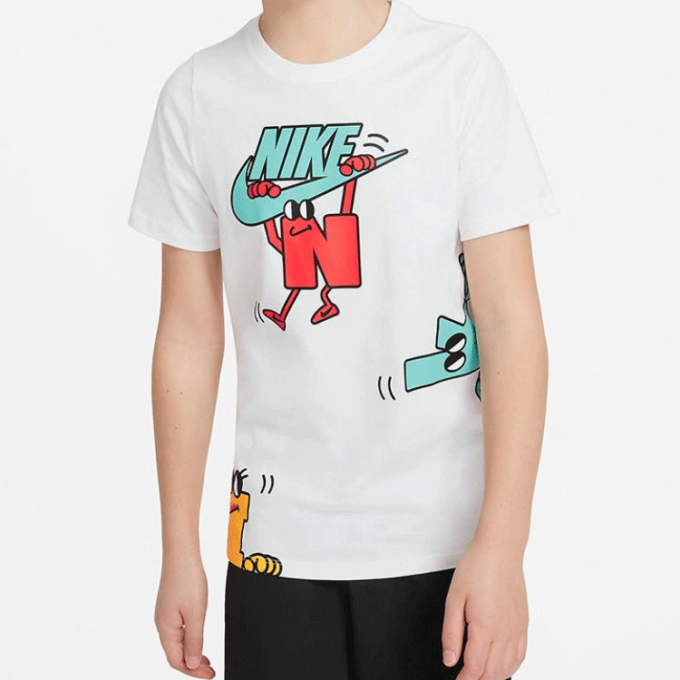 (GS) Nike Short Sleeve Round Neck Athleisure Casual Sports T-shirt Boy White DJ5380-100