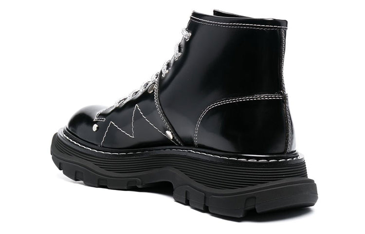 (WMNS) Alexander McQueen Tread Lace-up Boots 'Black White' 718366WIC6D1081