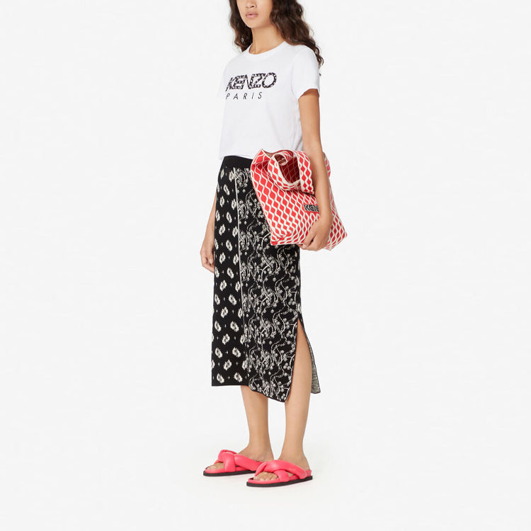 KENZO Alphabet Logo Pattern Round Neck Short Sleeve White FA52TS701990-01